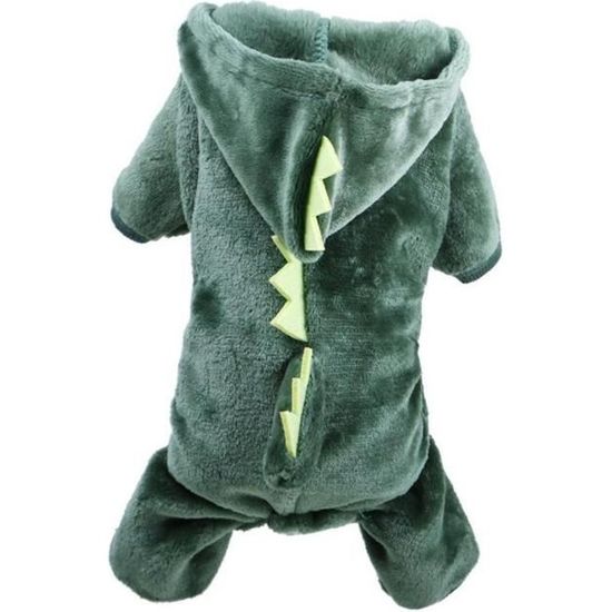 1set Pet Manteau Costume chien mignon Pyjama vêtements à capuche Coral Puppy molleton Taille L (Dinosaur)