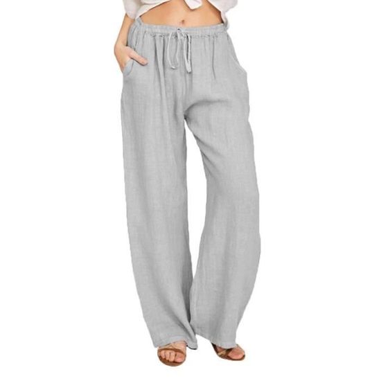 Pantalon Lin Femme WINKEEY - Large Et Léger Avec Poches