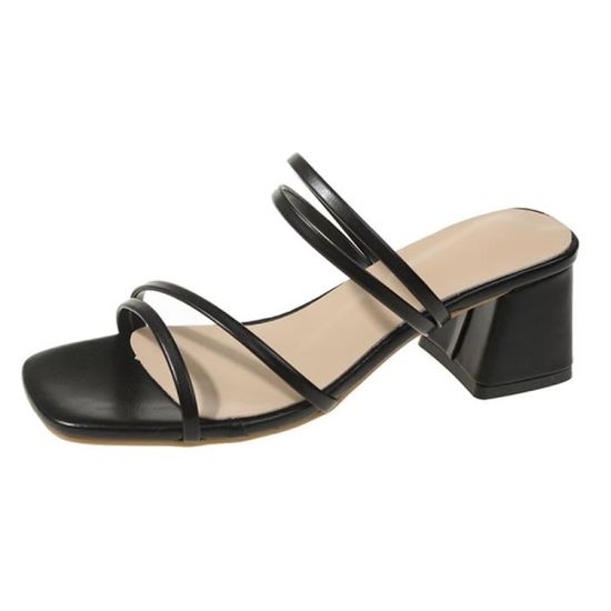 Escarpins Belle Women Talons Carrés 14 Cm Noir Style Mouillé - EU 39
