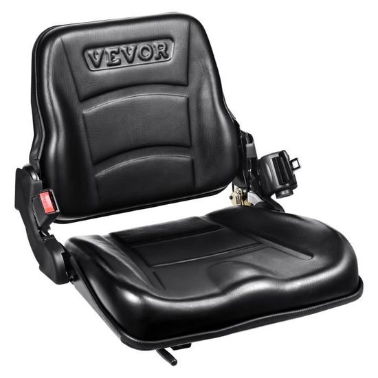 VEVOR Suspension Universelle Pour Siège De Tracteur, Siège De Chariot Élévateur Rabattable,Dossier à Angle Réglable,Micro-Interrupteur, Ceinture Accoudoirs, Siège,3 Niveaux D'absorption Des Chocs