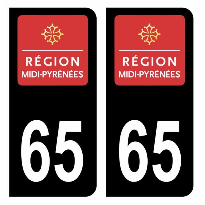 Autocollant Département 65 Hautes-Pyrénées Pour Plaque Immatriculation - Logo Occitanie - Dimensions 60x30 Mm - Fabriqué En France