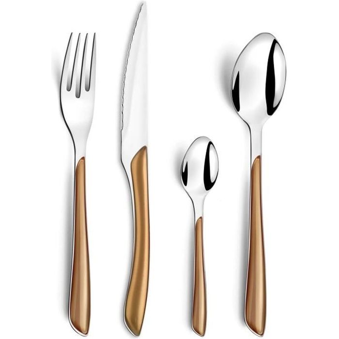 AMEFA - 938056 - Ménagère 24 pièces - Coffret 6 personnes - Eclat Metallik Cuivré métallisé