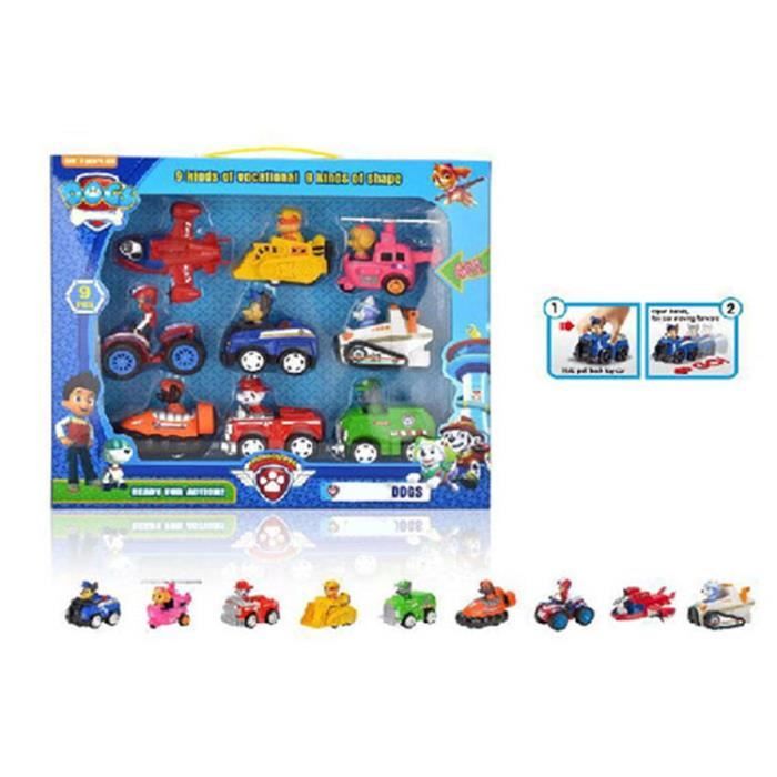 Chiot Patrol Paw 9 pcs / set Collection d'ornements fabriqués à la main Coffret de couleurs
