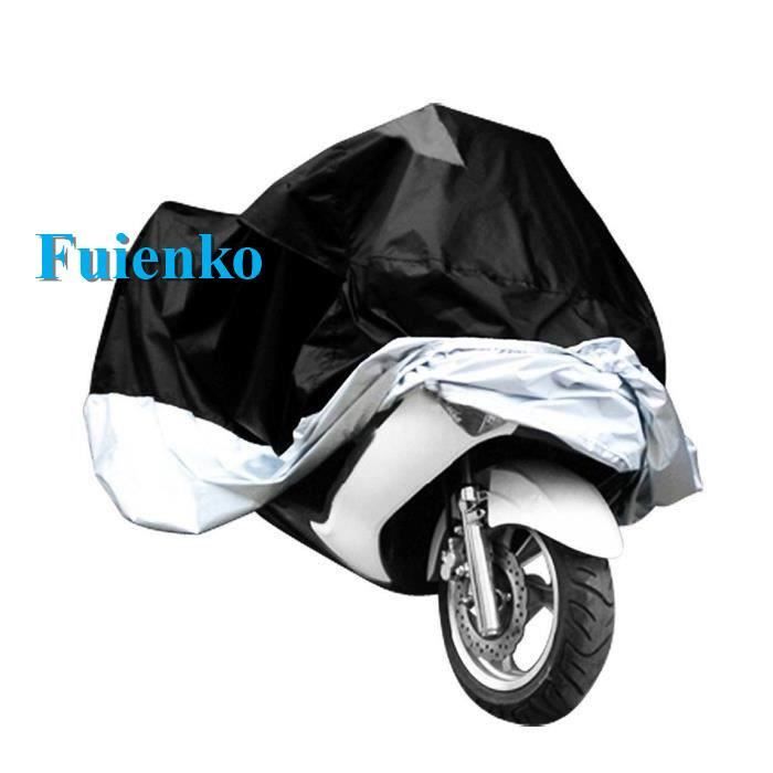 Fuienko HOUSSE BACHE MOTO Couvre-Moto VTT grande Taille 295x110x140 CM noir argente protection sportive modele