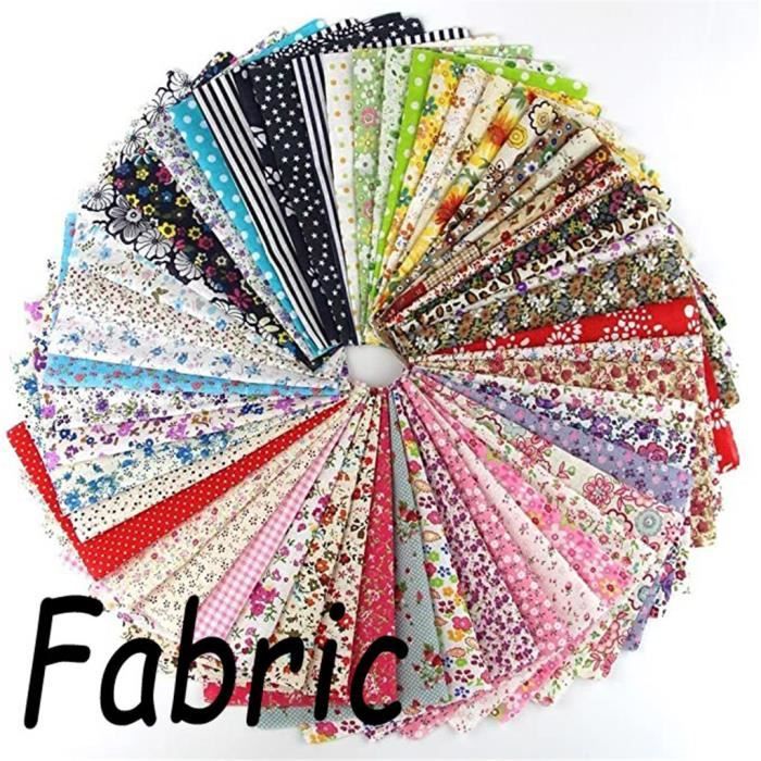 【DECORS DE TABLE】60PCS coton artisanat tissu Bundle Patchwork carrés courtepointe couture Patchwork bricolage Coloré @gt1618
