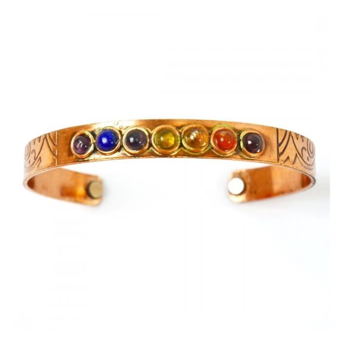Bracelet magnétique 7 chakras en cuivre Multicolore