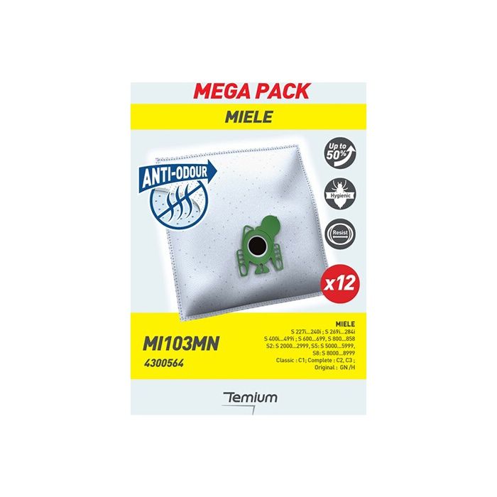 Temium MI103MN Sac pour aspirateur (pack de 12)
