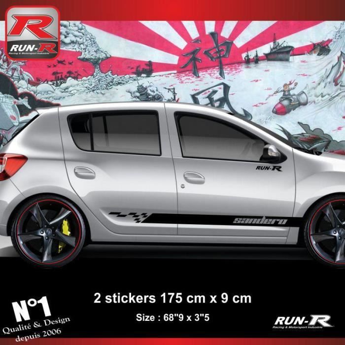 Sticker bas de caisse DACIA SANDERO aufkleber - Noir Sandero Racing - ADNAuto