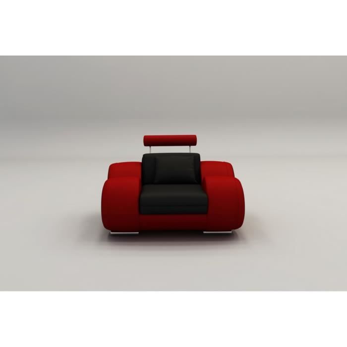 DYDDA - Fauteuil relax en cuir noir et rouge