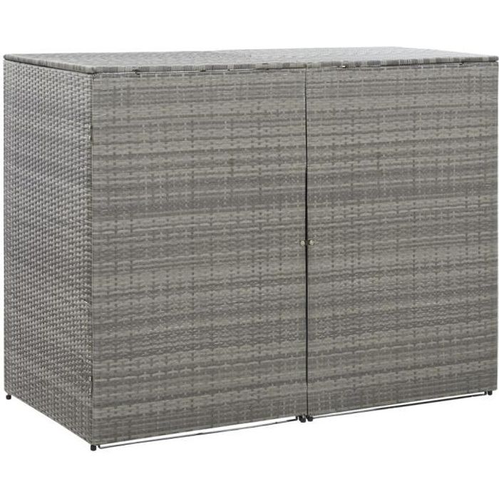 Abri de poubelle Abri pour poubelle Cache-poubelle Jardin Cache-conteneurs à déchets double Anthracite 153x78x120 cm Résine tressée