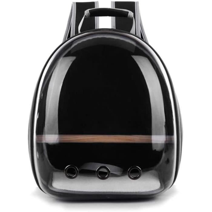 ❤ Sac de transport transparent respirant pour animaux de compagnie, perroquet, oiseau, voyage à 360 ° Noir 292349
