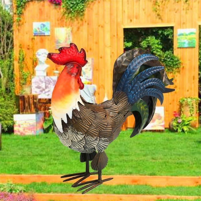 Coq Sculpture Métal Contemporain Sculpture Jardin Véranda Ornement Hot16917