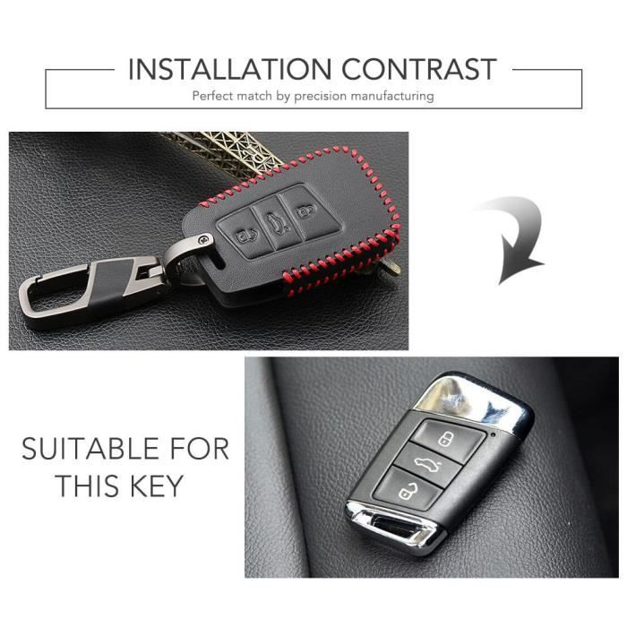 Coque clé,Télécommande étui à clés en cuir Fob pour VW Golf Polo Tiguan Passat Atlas, Skoda superbe Kodiaq Octavia pour - Type B