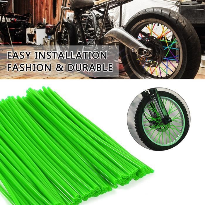 Zerodis Couvre-rayons de jante de roue 36pcs Protecteur de Rayons de Roue Couvre Jantes de Motocross Kit de Couverture de Garde Vert