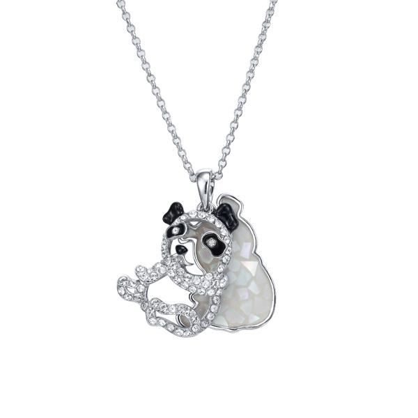 Pendentif Panda Abalone et Cristal Swarovski Elements Blanc