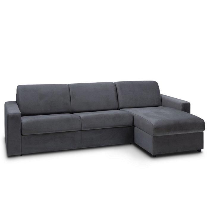 Canapé d'angle convertible NIGHT EDITION VELOURS express couchage 140 cm gris anthracite gris Tissu Inside75