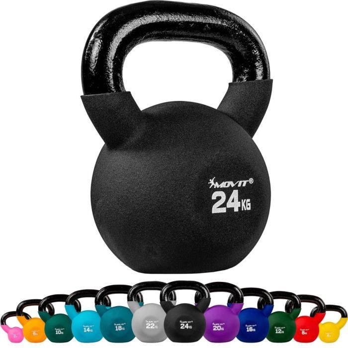 MOVIT Kettlebell 24kg noir en fonte néoprène