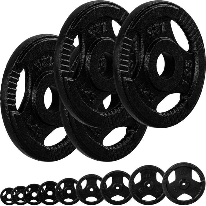 MOVIT® Poids en fonte grip - Lot 4x1,25 kg - diamètre d'alésage 31 mm – noir