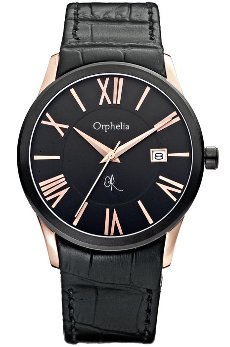 ORPHELIA - Montre Homme - Quartz Analogique - Bracelet Cuir Noir - 132-6710-44