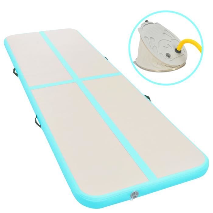 Tapis gonflable de gymnastique avec pompe 400x100x10cm PVC Vert