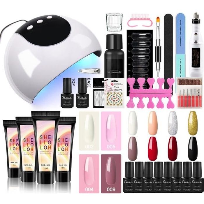 24W Lampe UV/LEDShelloloh Kit Poly UV Gel Vernis Semi permanent Extension Ponceuse Machine Manucure Outil Kit Nail Art