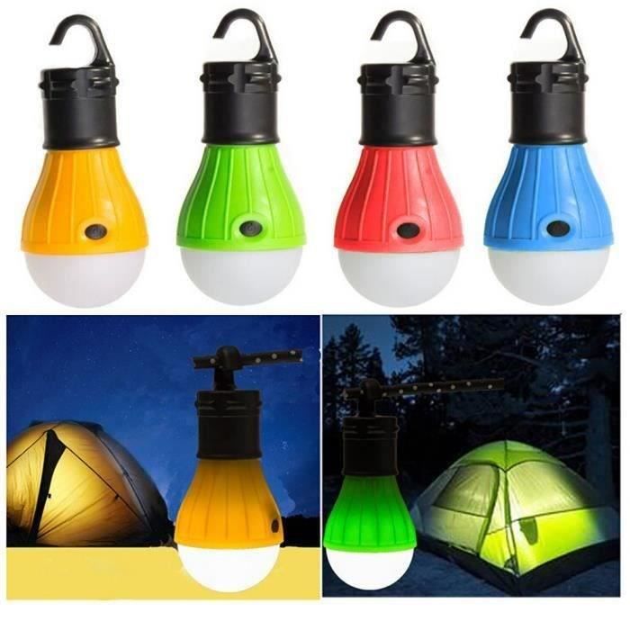TD® Lot de 4 Pièces Eclairage de meuble- Ampoule LED Lumière à accrocher- Camping Tente Portable Pêche lampe lanterne