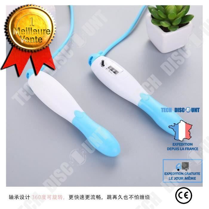 TD® Corde à Sauter 2.8 m- Vitesse Corde à sauter réglable en Plastique et câble d'acier- Fitness exercice Crossfit Solide boxe Bleue