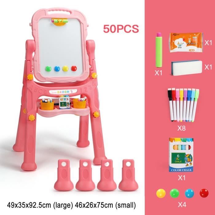 Tableau Enfant Double Face Tableau Ajustable 3 En 1 Chevalet Multifonctions ROSE