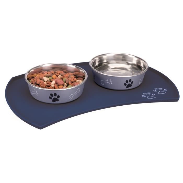 TRIXIE Set de table en silicone - 48 × 27 cm - Bleu - Pour chien
