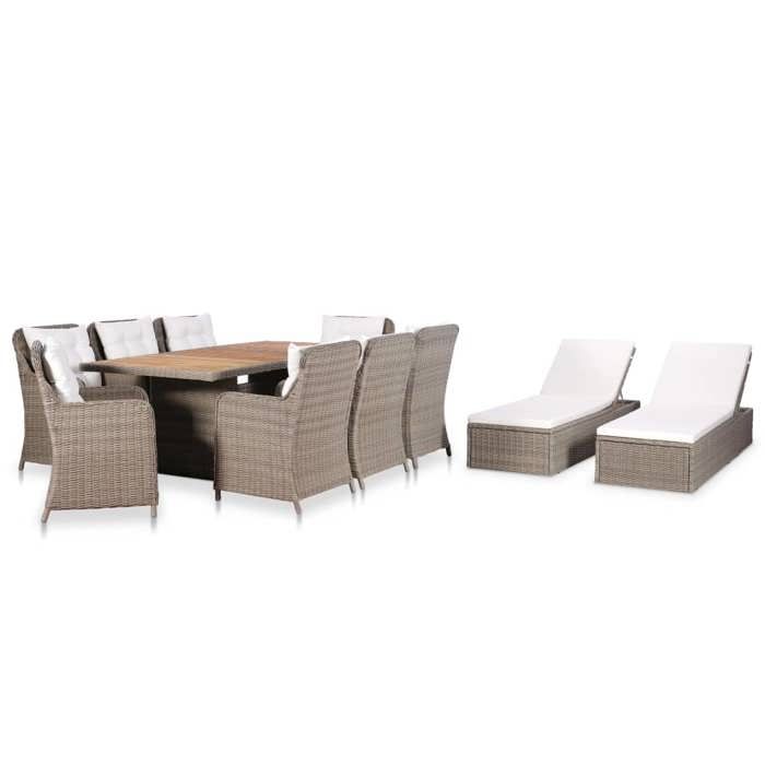 vidaXL Ensemble à dîner d'extérieur 11 pcs Résine tressée