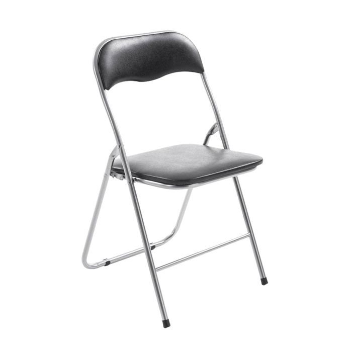 Chaise de cuisine pliable noir pied en metal chrome MED10006 Chaise de cuisine pliable noir pied en metal chrome MED10006