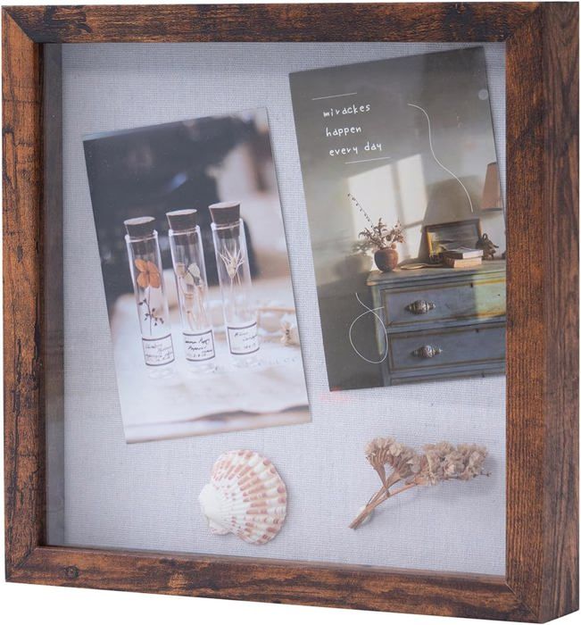 Cadre Photo Profond 25x25cm - Boîte Ombre 3cm, Avec Plaque Acrylique, Pour Fleurs, Souvenirs 3D, Mariage