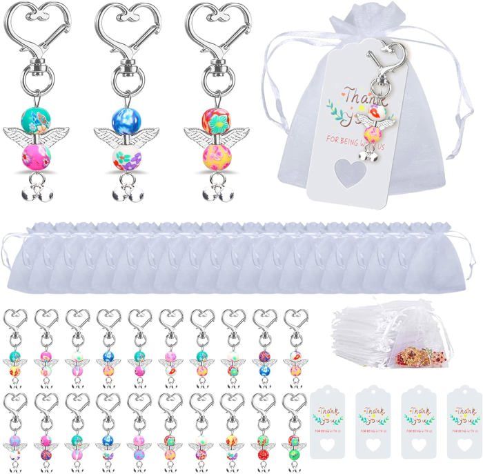 30 Porte-clés Ange Perle - Cadeau Mariage, Baptême Ou Anniversaire - Alliage Et Perle ABS - Couleur Aléatoire