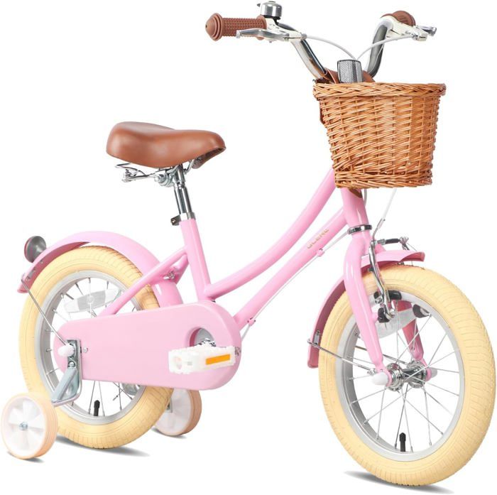 Vélo Enfant 16 Pouces Avec Roues Stabilisatrices - Réglable 5-8 Ans Rose