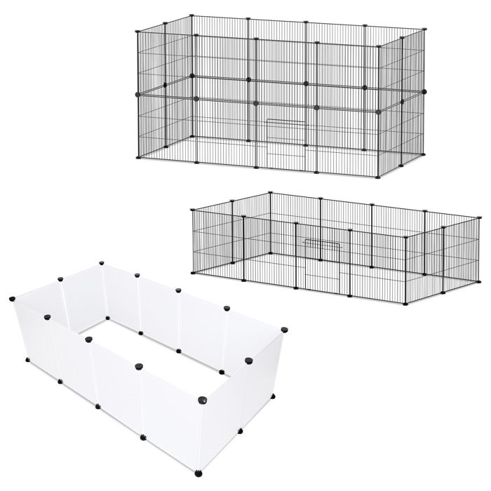 Comparer les prix de Lospitch Enclos modulable Parc pour petits animaux Enclos pour Petits Animaux 12 panneaux noir ENCLOS - CHENIL