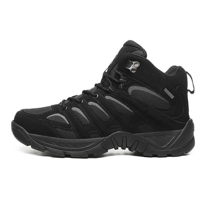Chaussures De Randonnée Homme Cuir Noir | Baskets Outdoor Trek Escalade Plein Air Chasse Promo Item 12917727