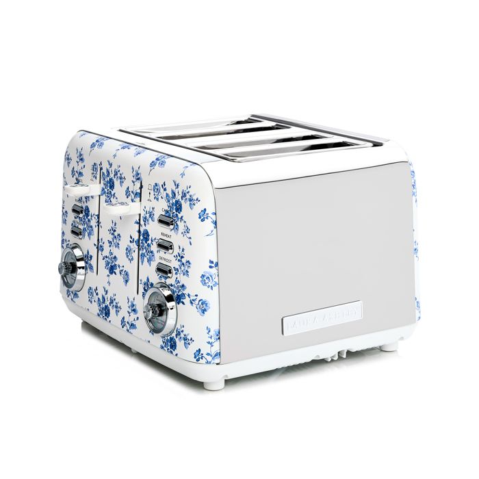 Grille-pain Laura Ashley 4 Tranches Inox, Design Vintage China Rose – Fonction Réchauffe