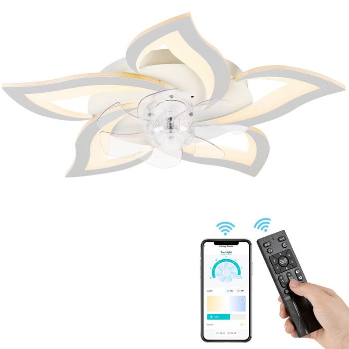 NACATIN Plafonnier Ventilateur LED Silencieux - 6 Vitesses 3 Couleurs DimmablesMinuteriePuissance 46W - Blanc - Nacatin