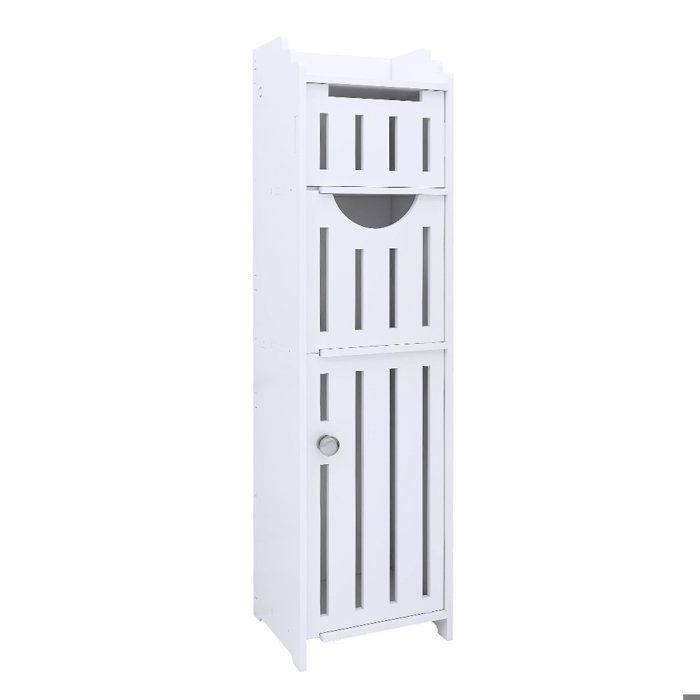 MIPAN ARMOIRE DE SALLE DE BAIN Meuble de rangement pour toilettes 20*18*78cm Porte-rouleaux de papier Blanc