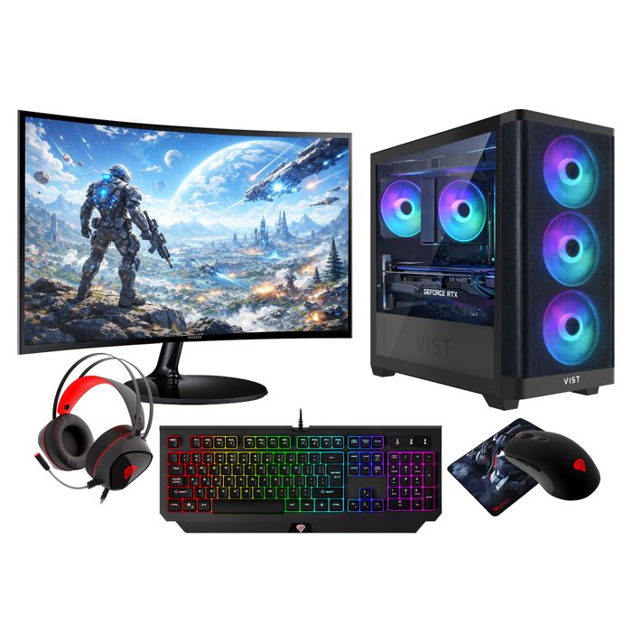 VIST PC Gaming Ryzen 7 7700 RAM RTX 5060 SSD .2 LCD 27 W11 Pro - vue 2