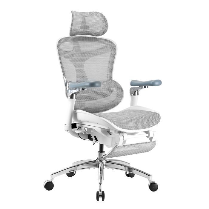SIHOO C300 Pro Chaise de Bureau Ergonomique Avec AccoudoirsSupport Lombaire Dynamique avec Repose-pieds Blanc