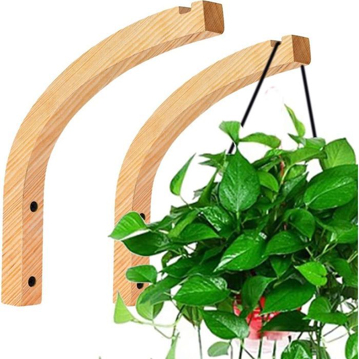 Esforzarse Lot de 2 supports pour plantes suspendues avec crochet mural, décoration de sonnettes à vent, crochet mural en fonte vis support pour lanterne pour suspendre paniers de plantes (blanc