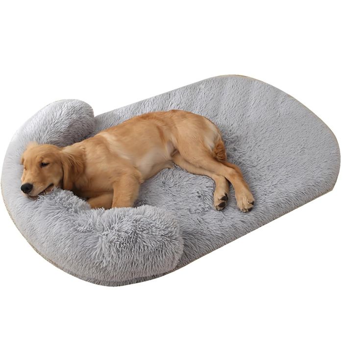 Comparer les prix de Panier pour Grand Chien 100×75×15 cm – Lit Moelleux en Peluche avec Bords Surélevés – Convient aux Chiens Jusqu’à 30 kg