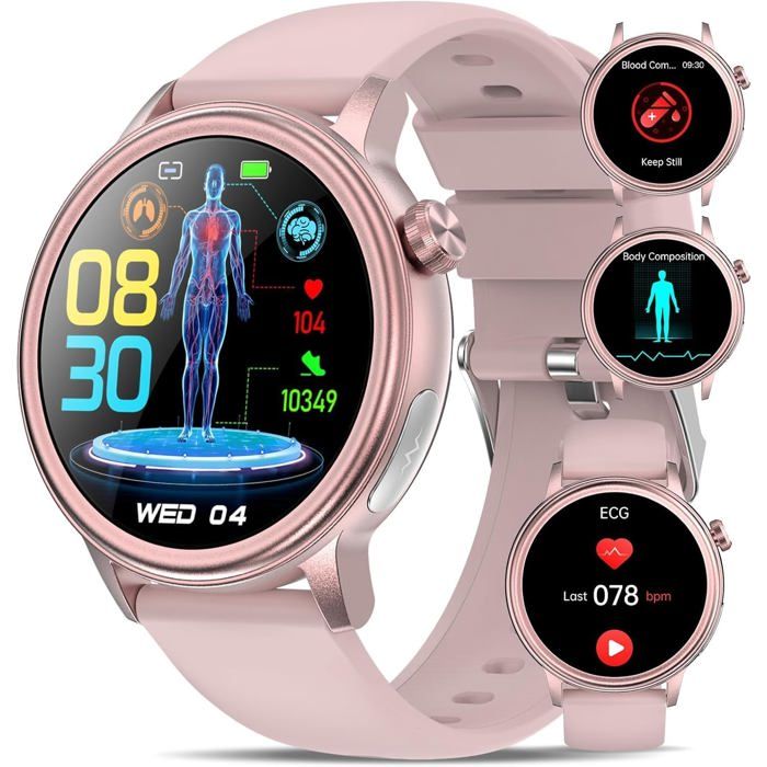 Montre Connectée Homme Femme Avec ECG+HRV, 2.01" Smartwatch Avec Fréquence Cardi