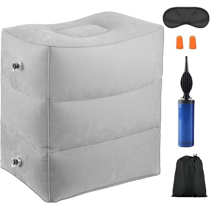 Repose-Pieds Gonflable 3 Couches - Coussin Avion Oreiller Jambe Pour Voyage Et Bureau