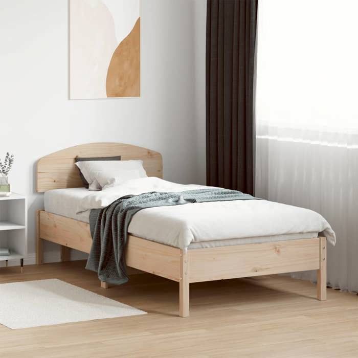 CHIC Lit adulte 1 place - 75x190 cm Structure/Cadre de lit 75x190 cm Bois de pin massif #Sara87288