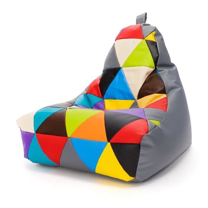 Fauteuil Pouf Keiko S/M simili cuir résistant aux déchirures et taches avec poignée base gris Ecopuf