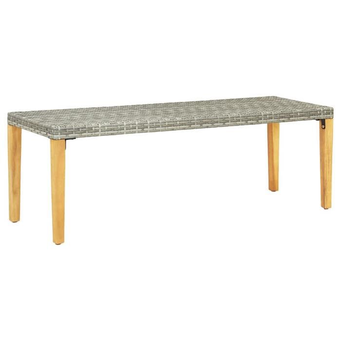 Banc de jardin en résine tressée - VIDAXL - 80x40x40 cm - Gris - Bois dacacia massif - Résistant aux intempéries