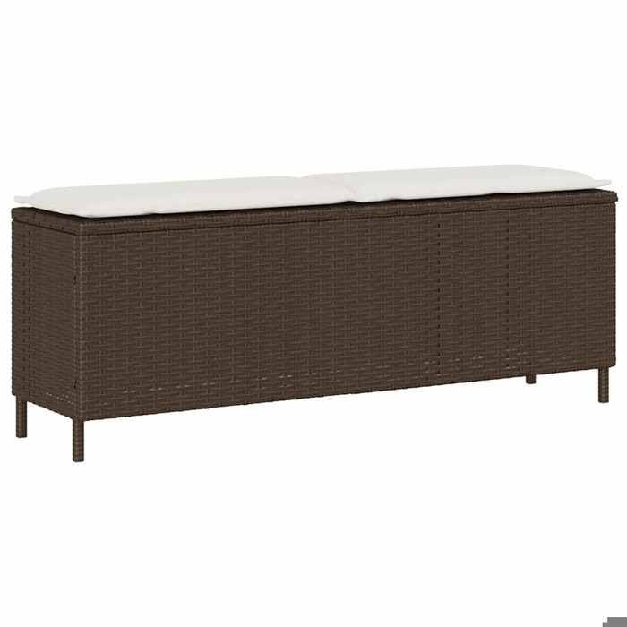 Automne/hiver Brun Banc de jardin avec coussin marron 110x30x405cm résine tressée - Hauteur:40.5cm DEC9190345