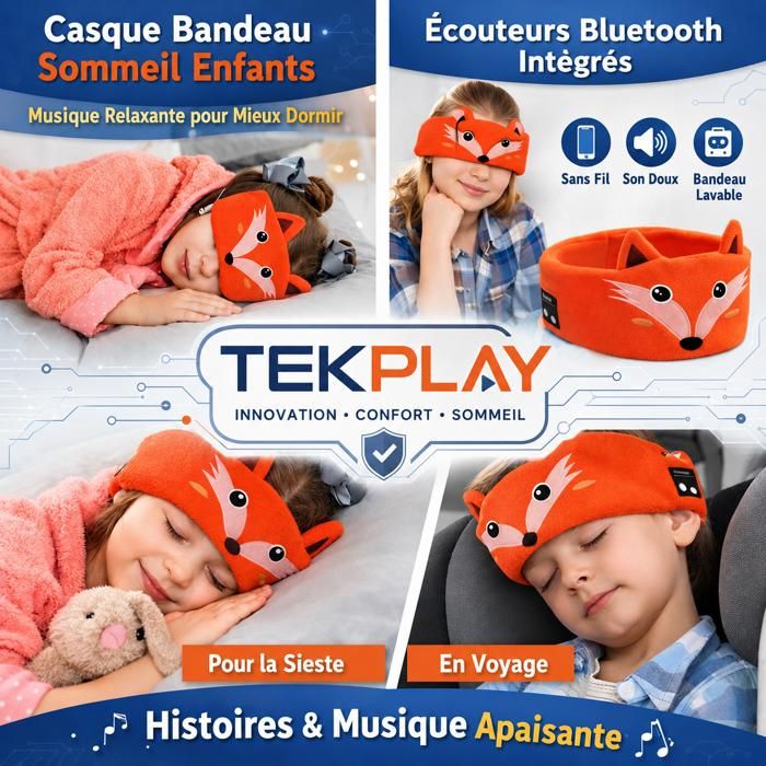 Casque bandeau sommeil Bluetooth enfants – Ecouteurs intégrés musique